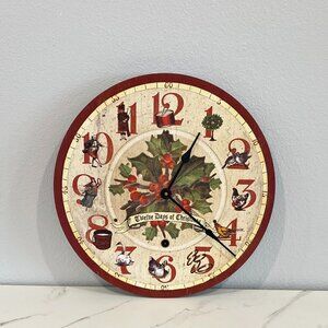 12 Days of Christmas Timeworks Wall Clock 16" Berkeley California Works Well Vtg